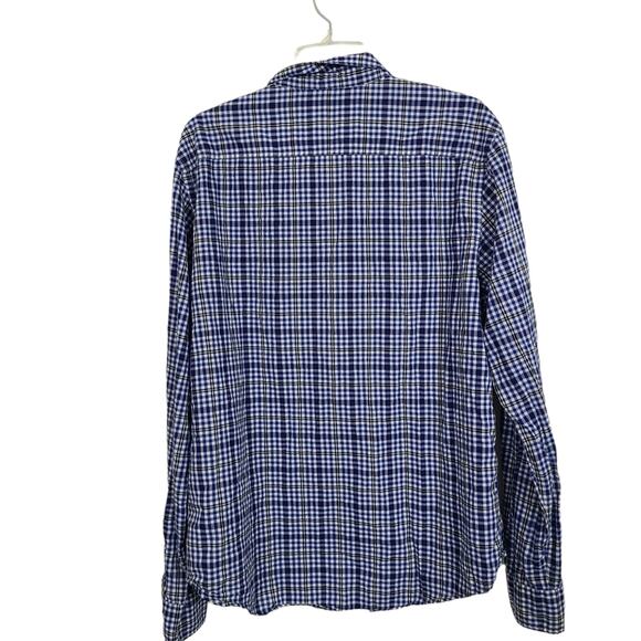 SuperbadShirt Men  Blue White Check Long Sleeve Snap Rodeo Westercore Shirt XXL - Picture 2 of 11